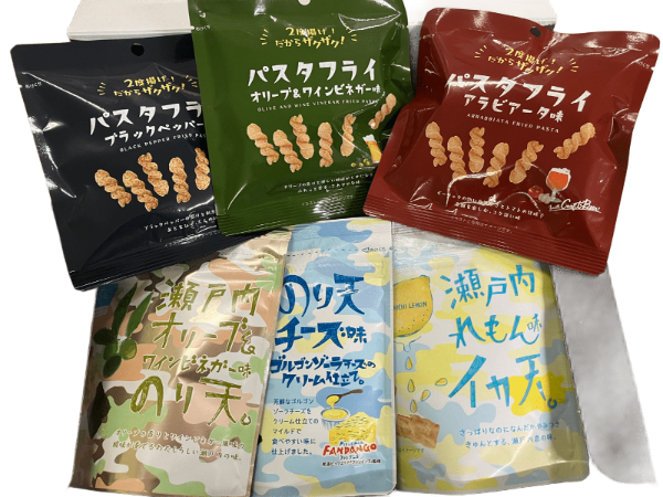 【新発売】おつまみパスタフライ３種類＋ミニスタンドパック３種類（計 12 袋 ギフト箱入）